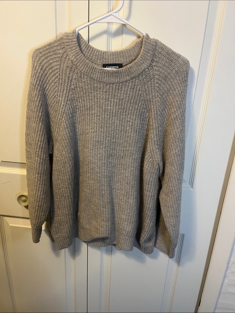 Express Gray Ribbed Crewneck Sweater